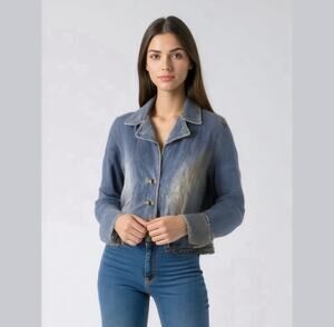 Faded Glory Blue Denim Jacket Women’s Small Classic Fit Cotton Jean Coat